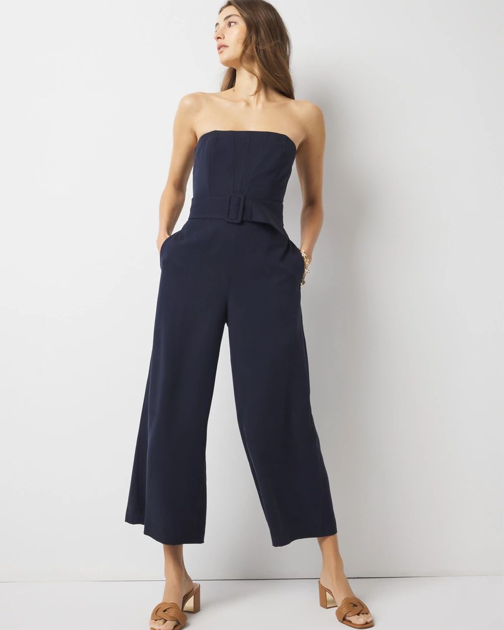 高速配送 Belted Market Black House White | Jumpsuit Cropped Leg Wide サロペット・オーバーオール・オールインワン